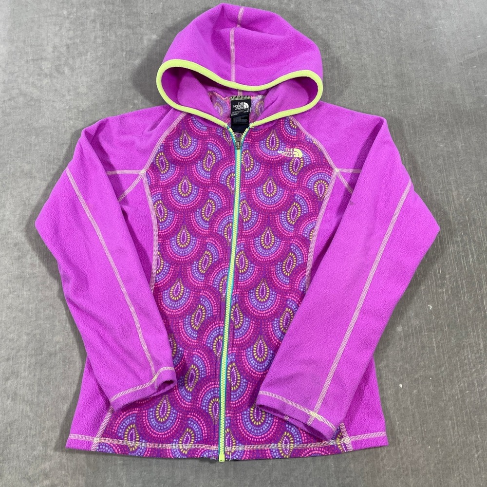 The North Face Girls Large 14 16‎ Purple Pink Lightweight Fleece Hooded Jacket